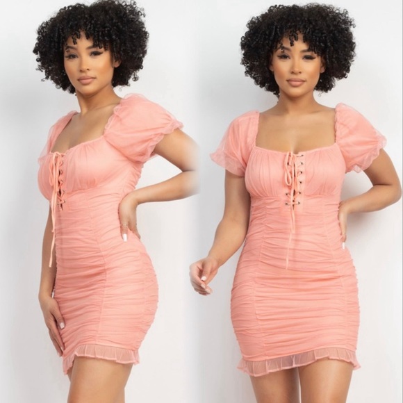 Mesh ruched cocktail & party dress - Picture 8 of 10